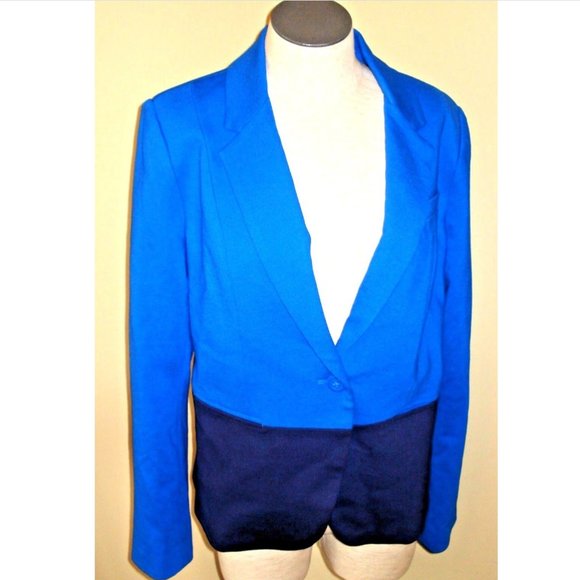 Jessica Simpson Delaney Blue Colorblock One-Button Blazer Suit Jacket Size L NWT - Picture 1 of 8